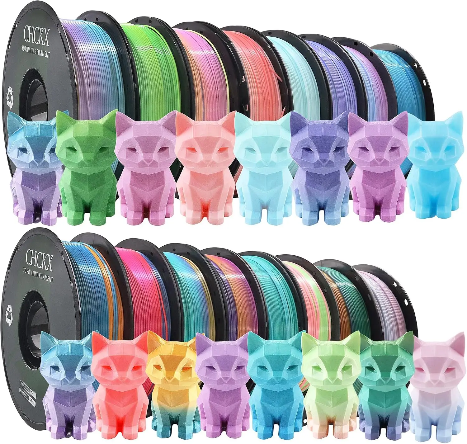 Pla Filament - US Warehouse16 Pack Silk Rainbow PLA