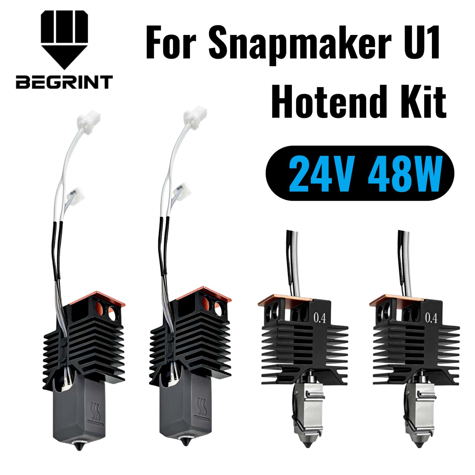 High Flow Ceramic Hotend - Voor Snapmaker U1 Hotend 24V 48W
