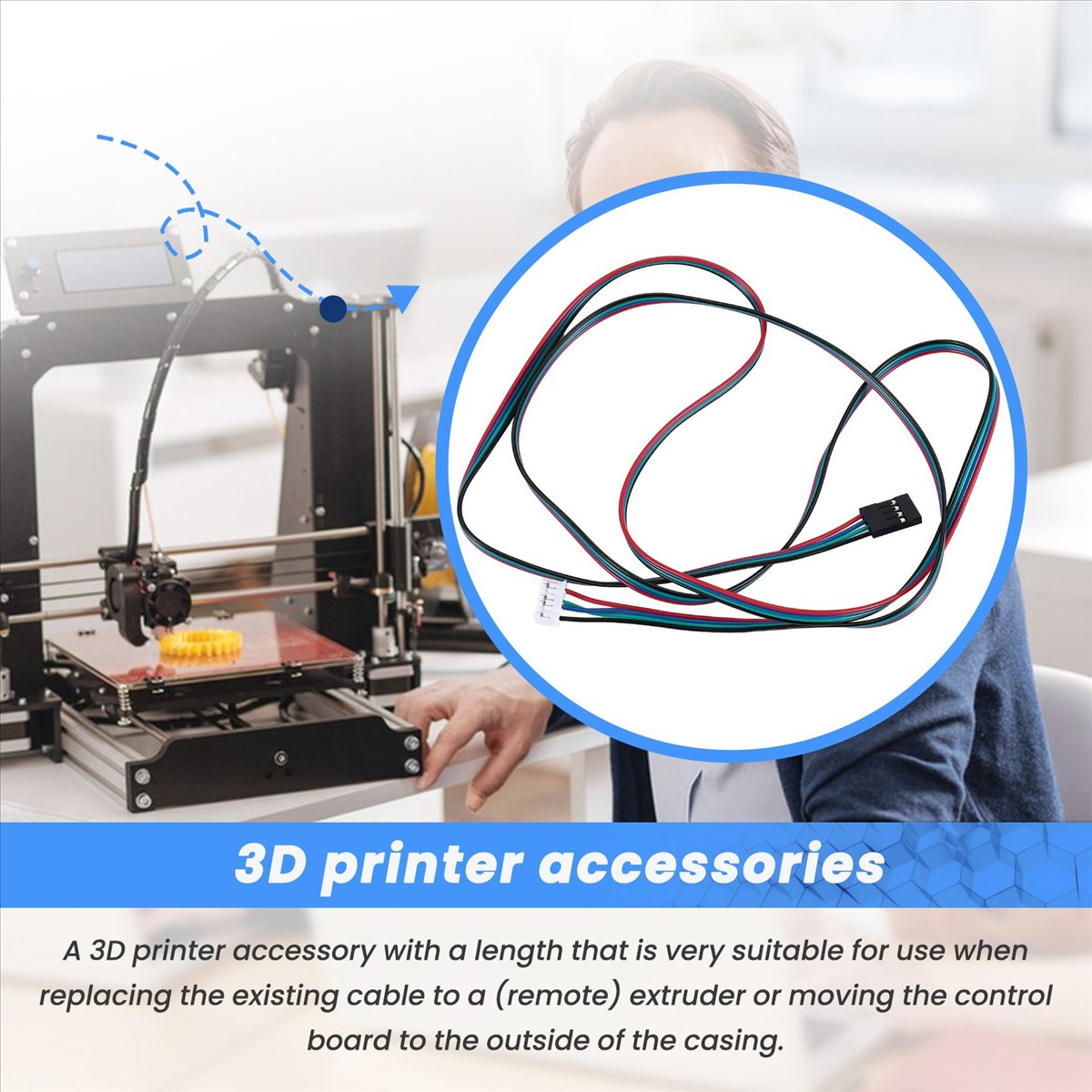 3D Printer Stand - DT193~Verlengde NEMA 17 stappenmotorkabel 1M lang